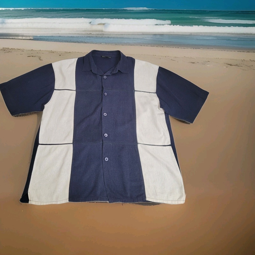 Alberto Celini Collezione Hand Tailored Men's 3X Linen Blend Shirt Short Sleeve